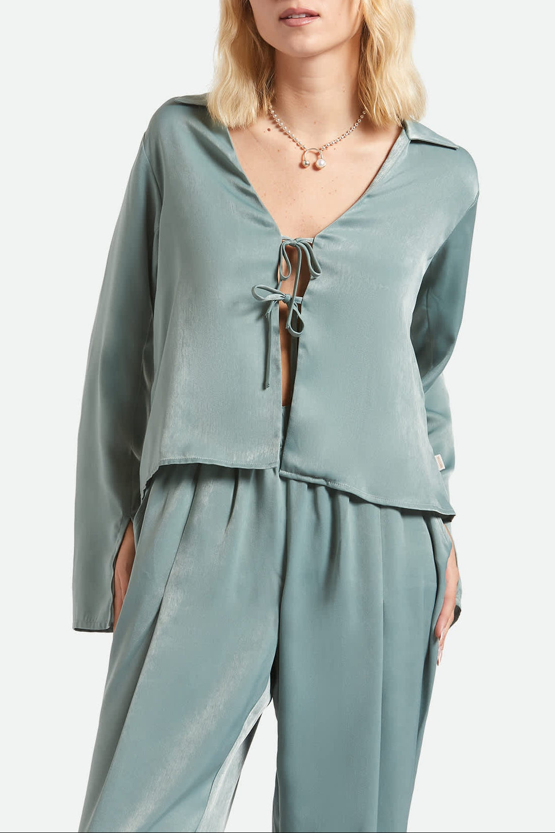 Women's Soho Silky Top in the color Blue Green Shine - Women's Front View