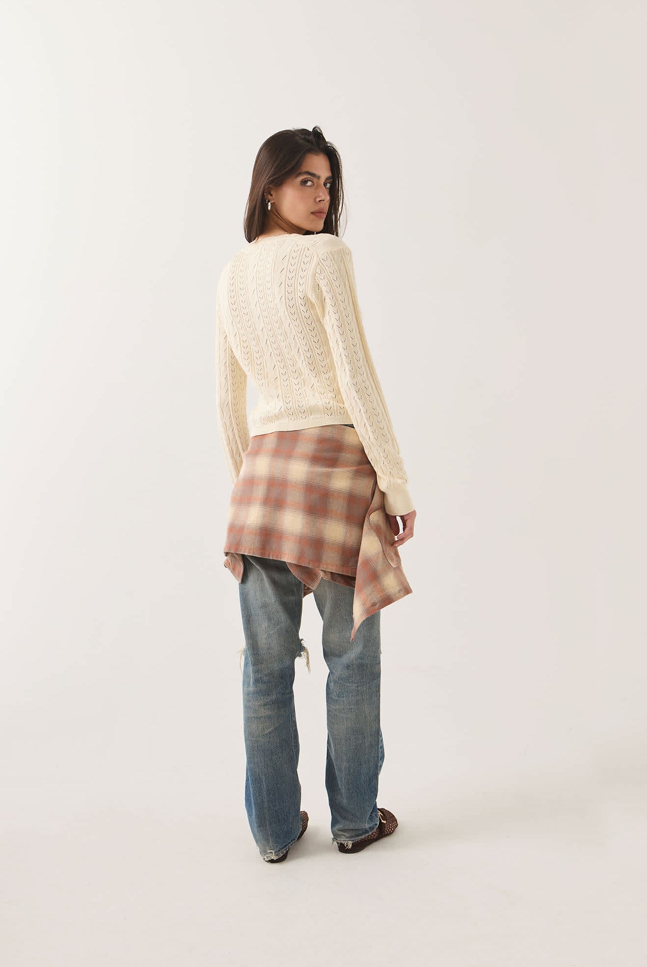 Women's Bixby Lightweight Cardigan in the color Wax Paper - Women's Side View