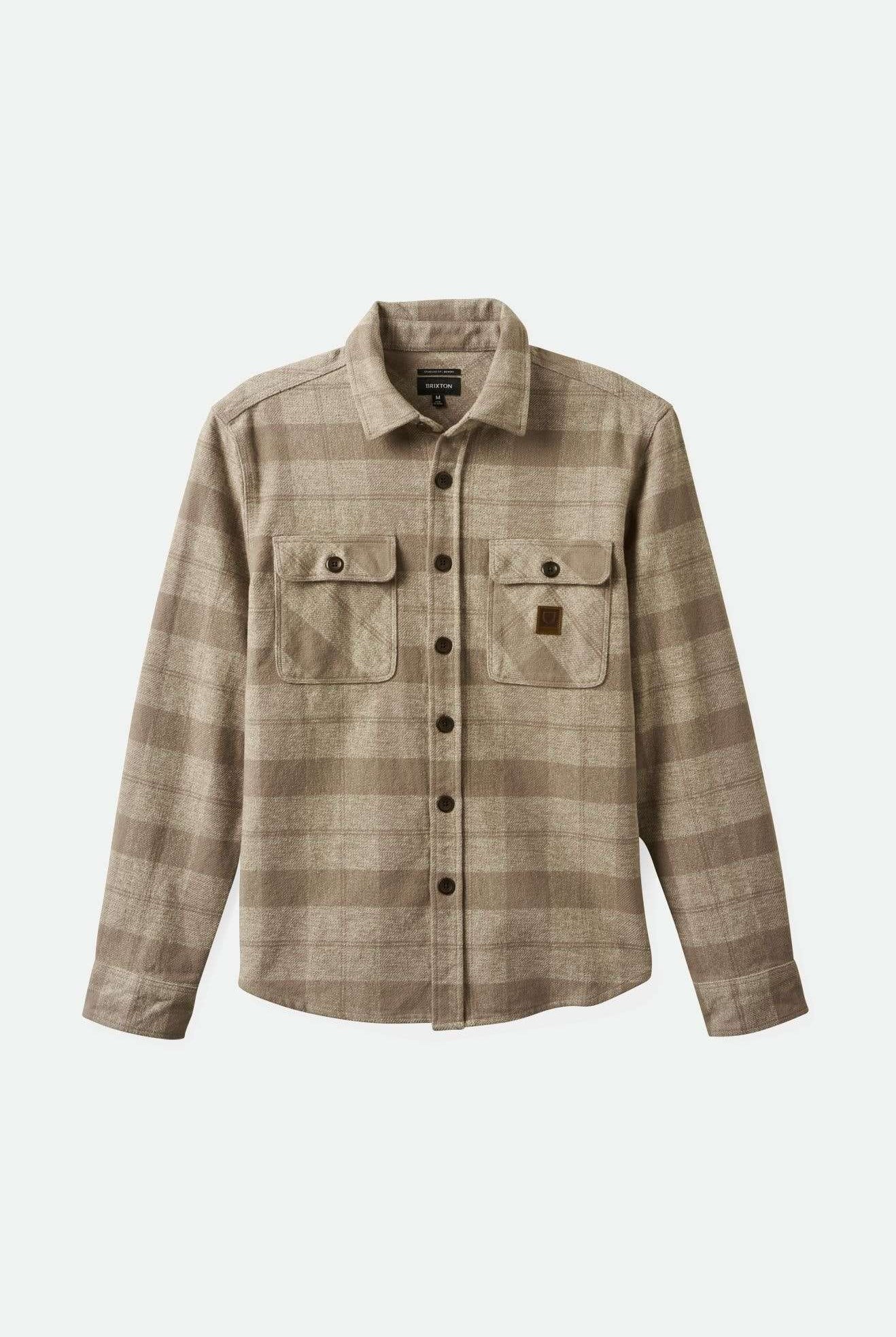 Brixton Men's Bowery Heavyweight L/S Flannel - Off White/Cinder Grey | Main