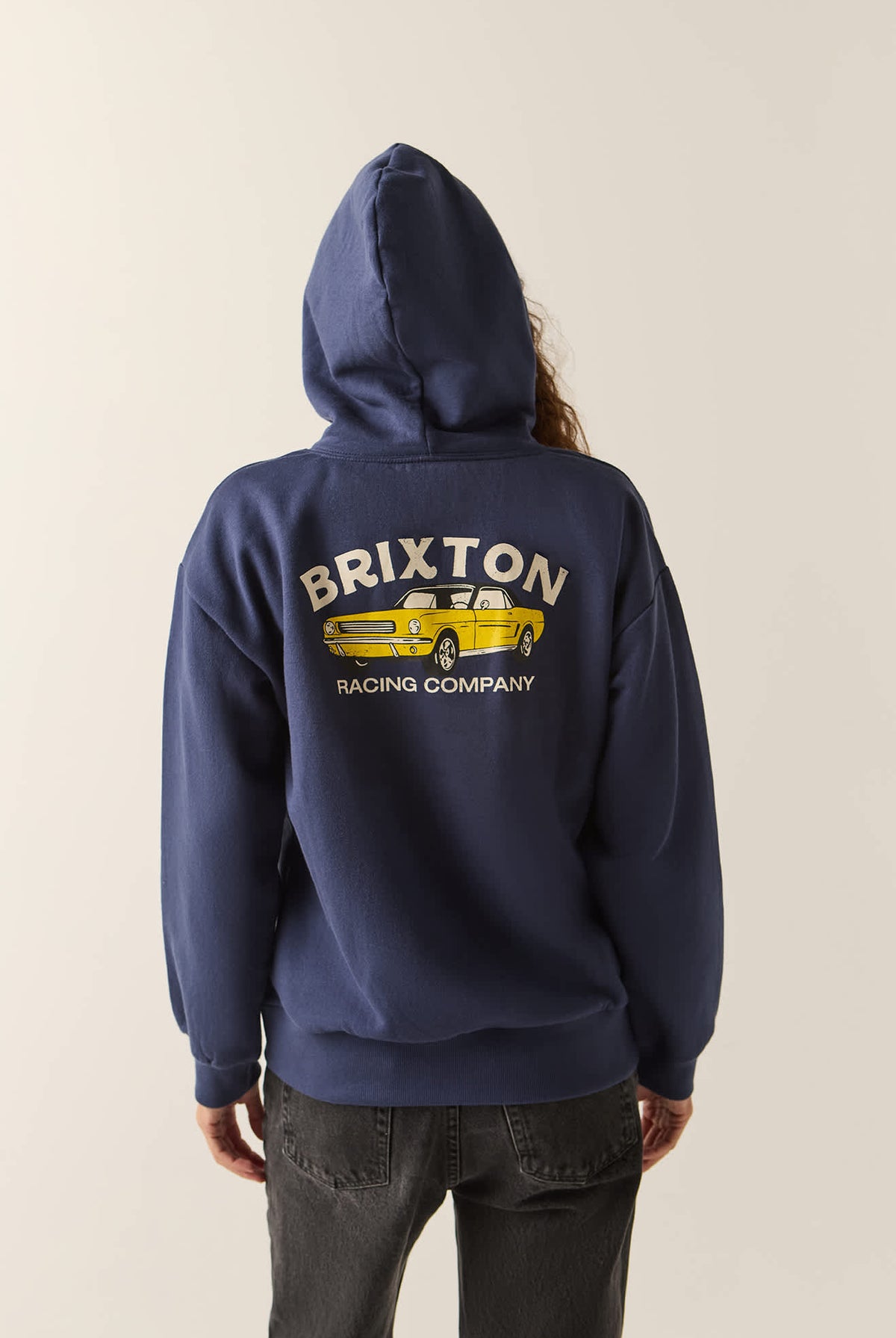 Women's High Speed Hoodie in the color Washed Navy - Women's Back View