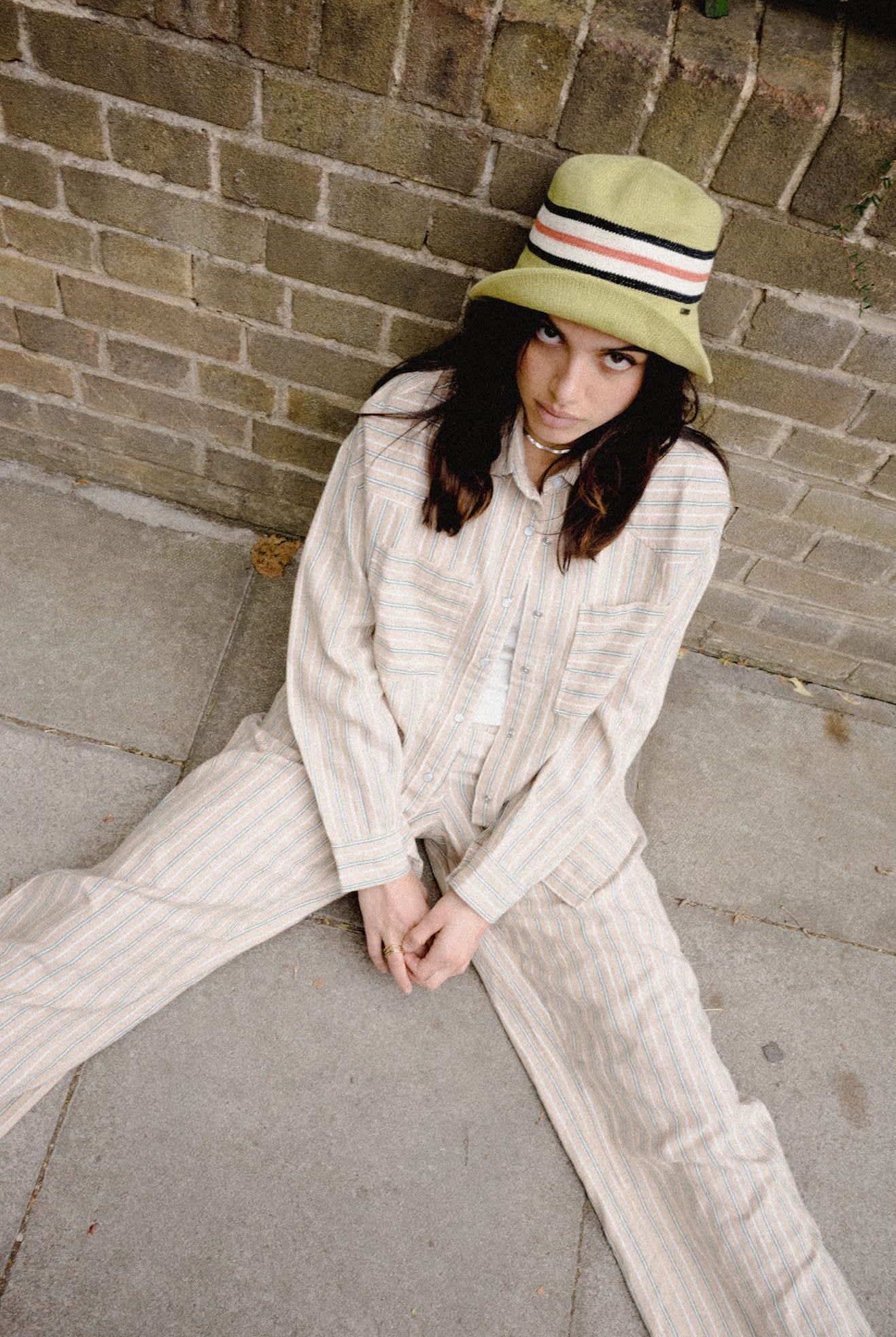 Unisex Redding Knit Packable Hat in the color Green Multi Stripe - Women's Lifestyle image