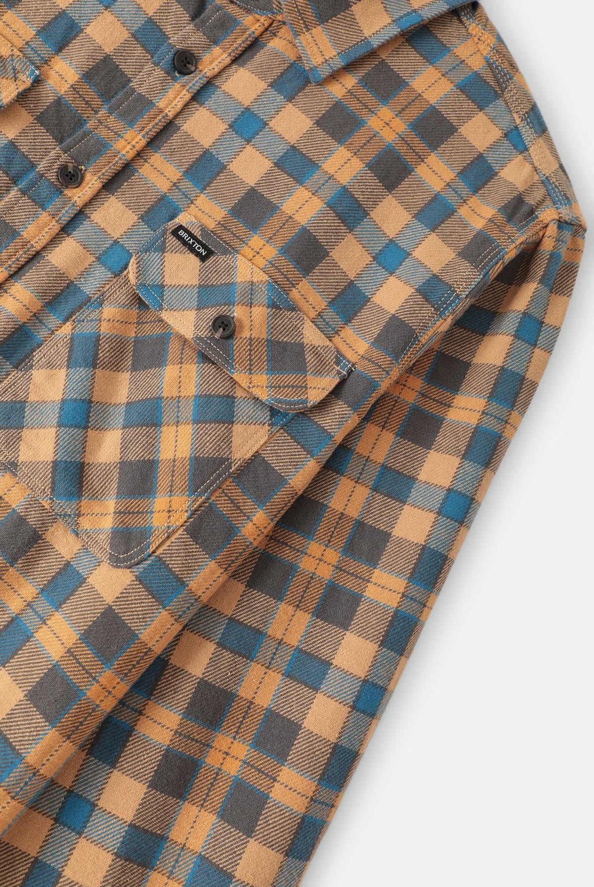 Men's Bowery Flannel in the color Khaki/Blue - Additional Laydown image