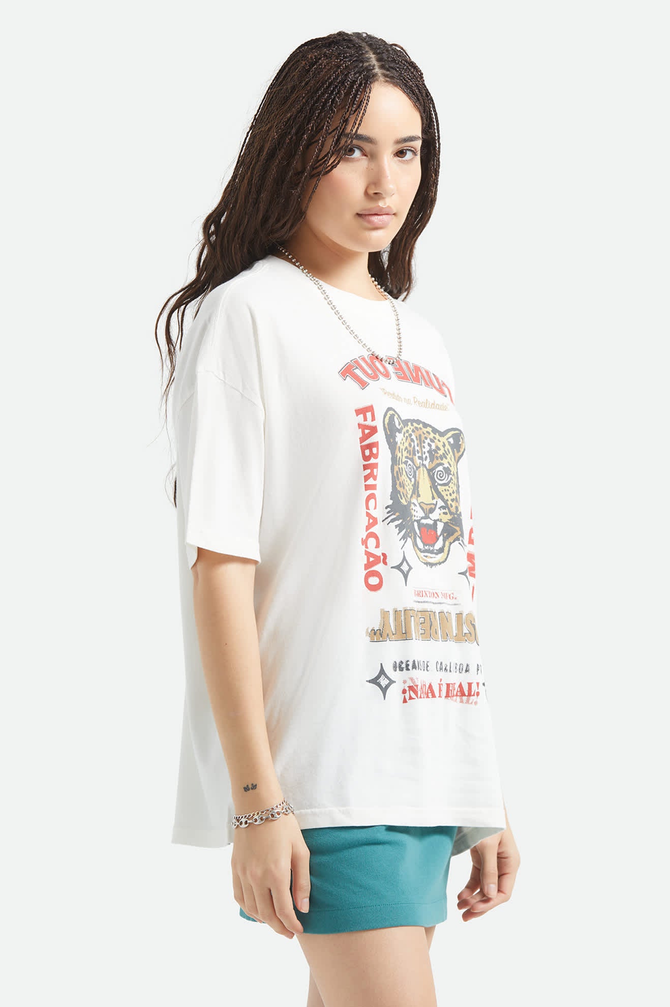 Women's The Getaway Oversized Boyfriend T-Shirt in the color Vintage White - Women's Side View