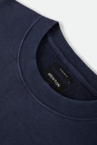 Men's Brixton Baseline Crew Fleece in the color Washed Navy Vintage Wash - Additional Laydown image