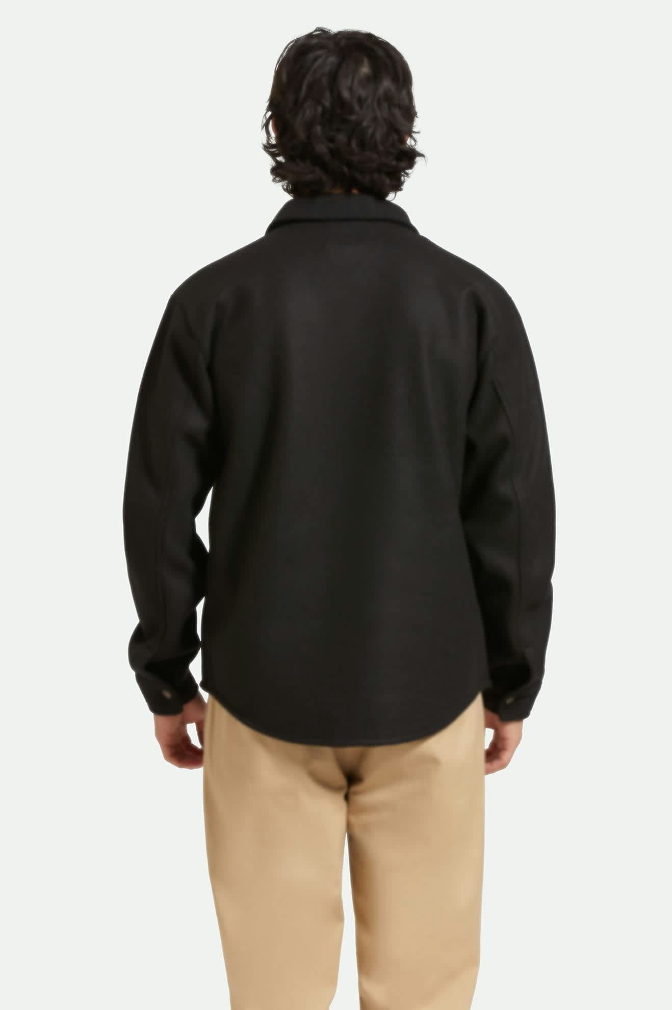 Men's Durham Felted Stretch Jacket in the color Black - Men's Back View