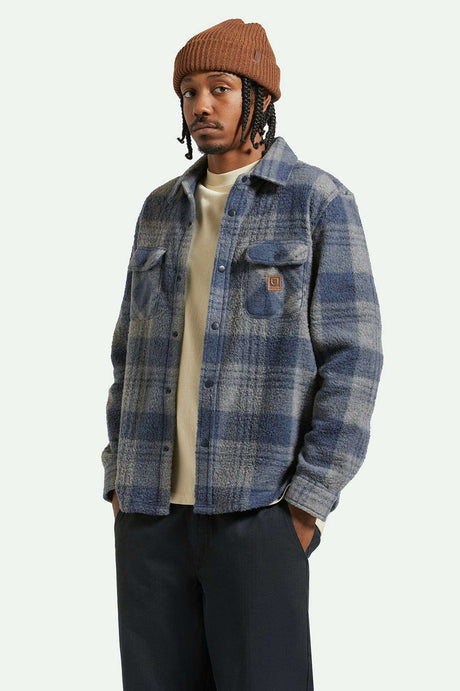 
       Men&#39;s Front Fit | Bowery Arctic Stretch L/S Fleece - Washed Navy/Beige Plaid
     