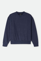 Men's Brixton Baseline Crew Fleece in the color Washed Navy Vintage Wash - Front Product View