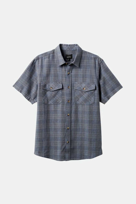 Memphis Linen Blend S/S Woven Shirt - Flint Stone Blue/Cinder Grey