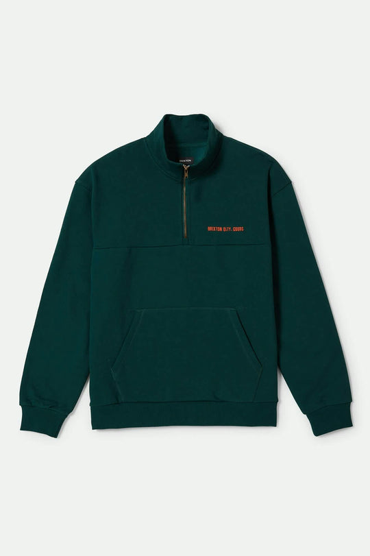 
       Men&#39;s Embroidered Heavyweight Oversized Half Zip in the color Deep Emerald - Front Product View
     