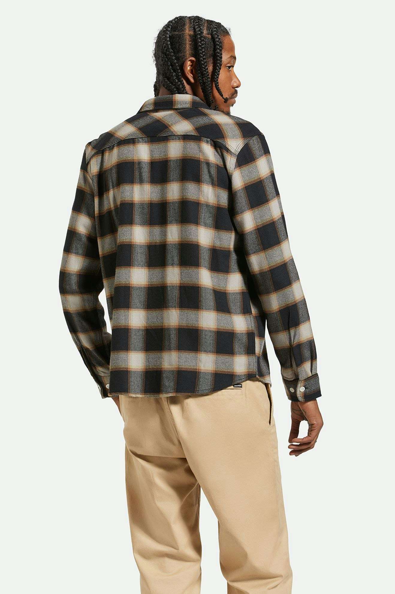 Men's Back Fit Image | 20th Anniversary Bowery L/S Flannel - Black/Cream