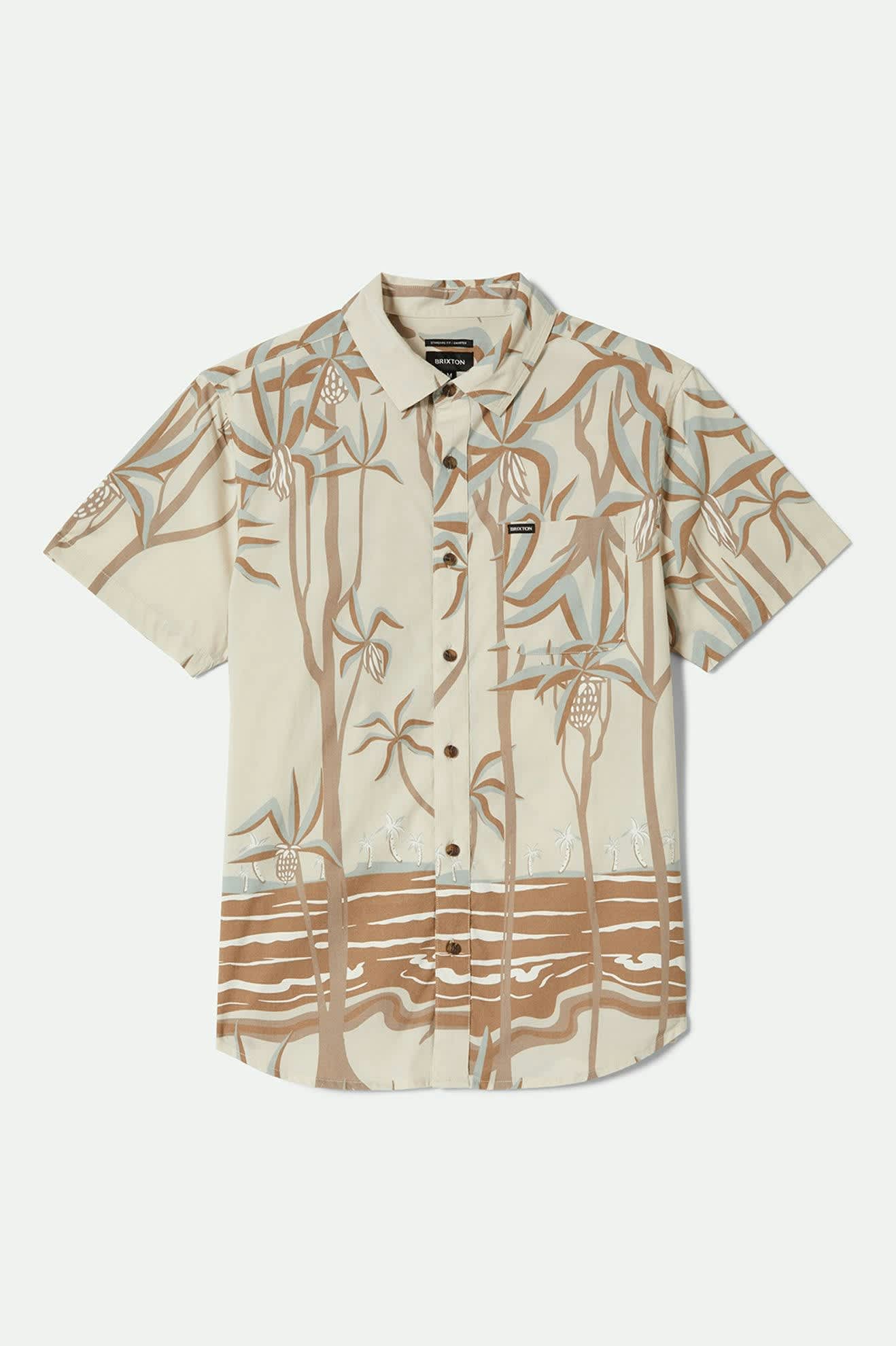 Men's Charter Print S/S Shirt in the color Whitecap Scenic Trip - Front Product View