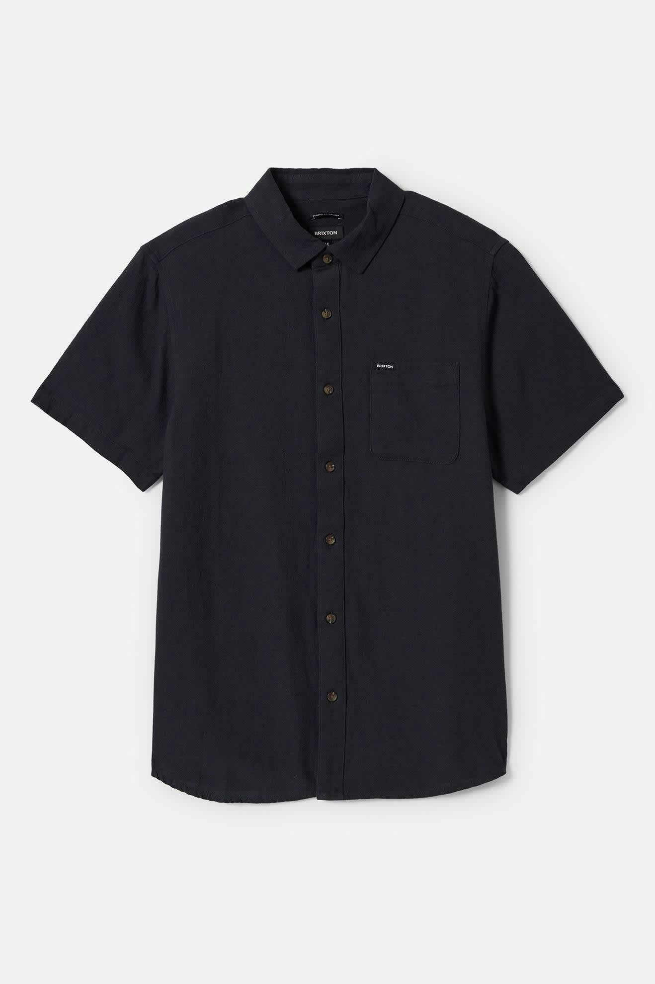 
       Men&#39;s Charter Organic Cotton Linen Blend S/S Shirt in the color Washed Black - Front Product View
     