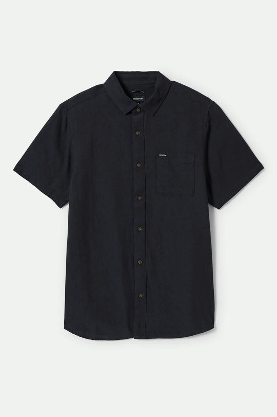 
       Men&#39;s Charter Organic Cotton Linen Blend S/S Shirt in the color Washed Black - Front Product View
     