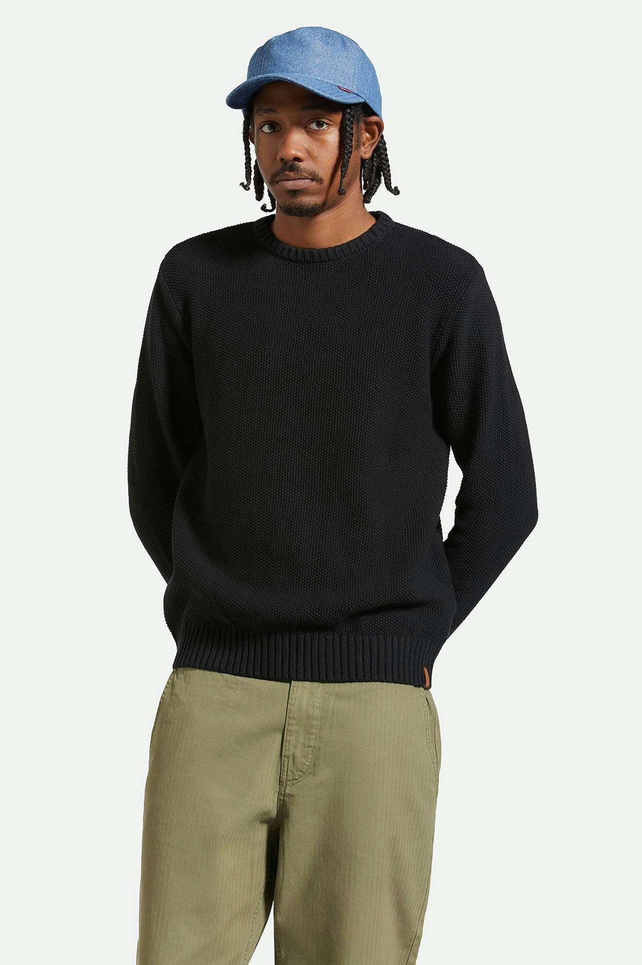 
       Men&#39;s Fit, front | Jacques Waffle Knit Sweater - Black
     