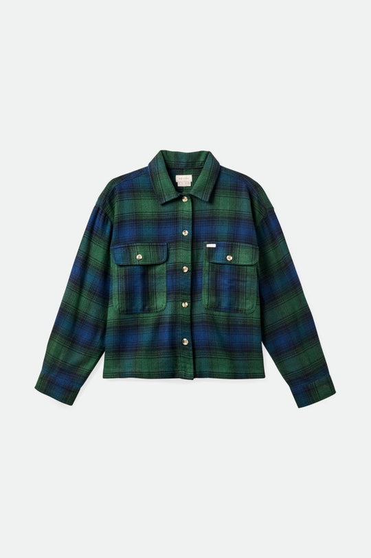 
       Brixton Bowery Women&#39;s L/S Flannel - Pine Needle/Deep Sea
     