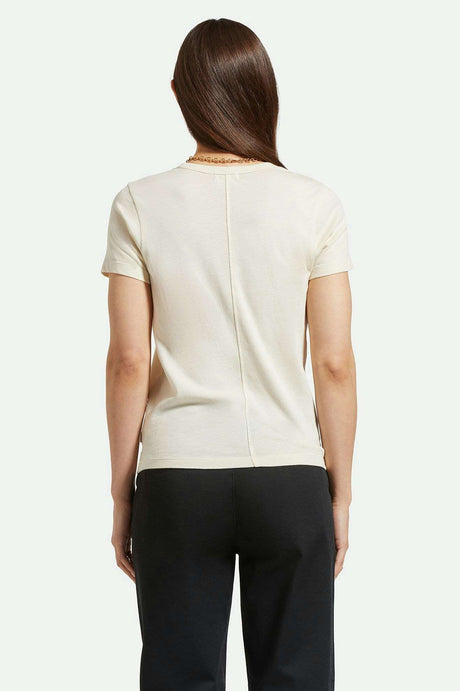 
       Women&#39;s Back Fit Image | Carefree Organic Garment Dye Perfect Pocket T-Shirt - White Smoke
     