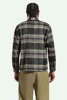 Men's Back Fit Image | Selden Soft Brushed L/S Flannel Overshirt - Black/Charcoal