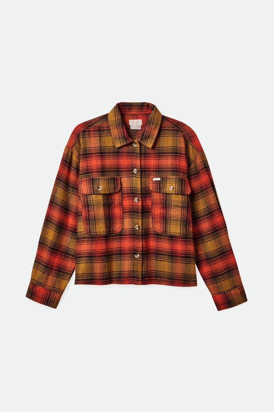 
       Brixton Bowery Women&#39;s L/S Flannel - Washed Copper/Barn Red
     