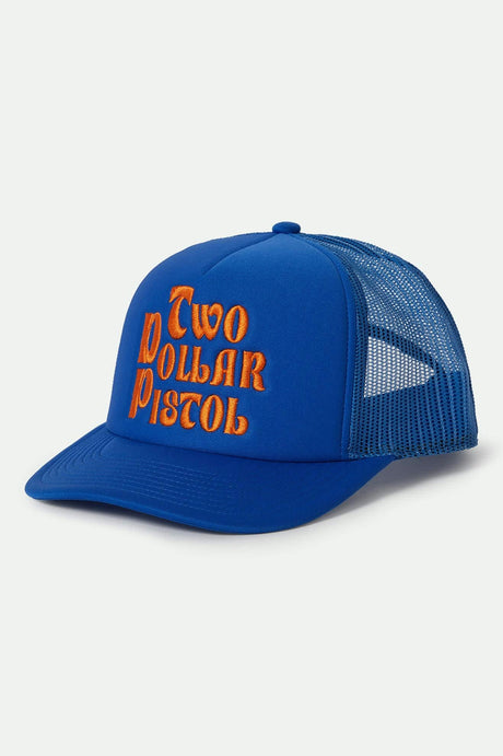 Women's Two Dollar Pistol Netplus Trucker Hat in the color Electric Blue/Electric Blue - Front Product View