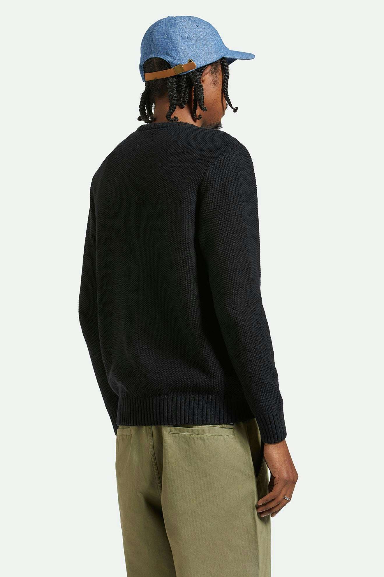 
       Men&#39;s Back Fit Image | Jacques Waffle Knit Sweater - Black
     