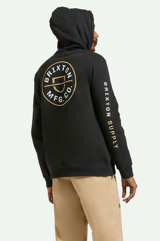 
       Men&#39;s Back Fit Image | Crest Hoodie - Black/Sand/White
     