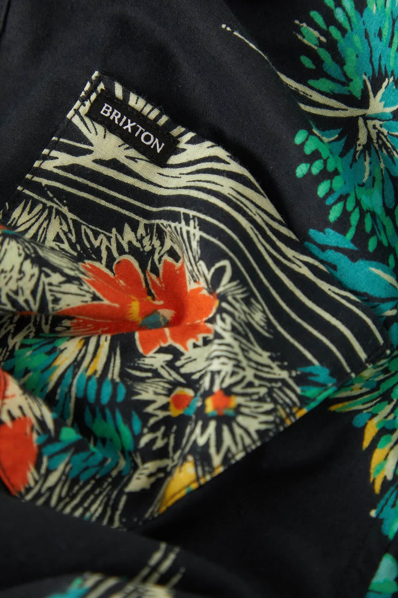 Men's Charter Print Shirt in the color Black/Floral - Additional Laydown image
