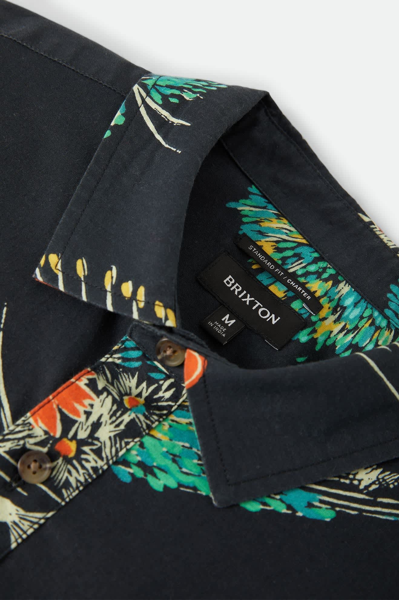 Men's Charter Print Shirt in the color Black/Floral - Additional Laydown image