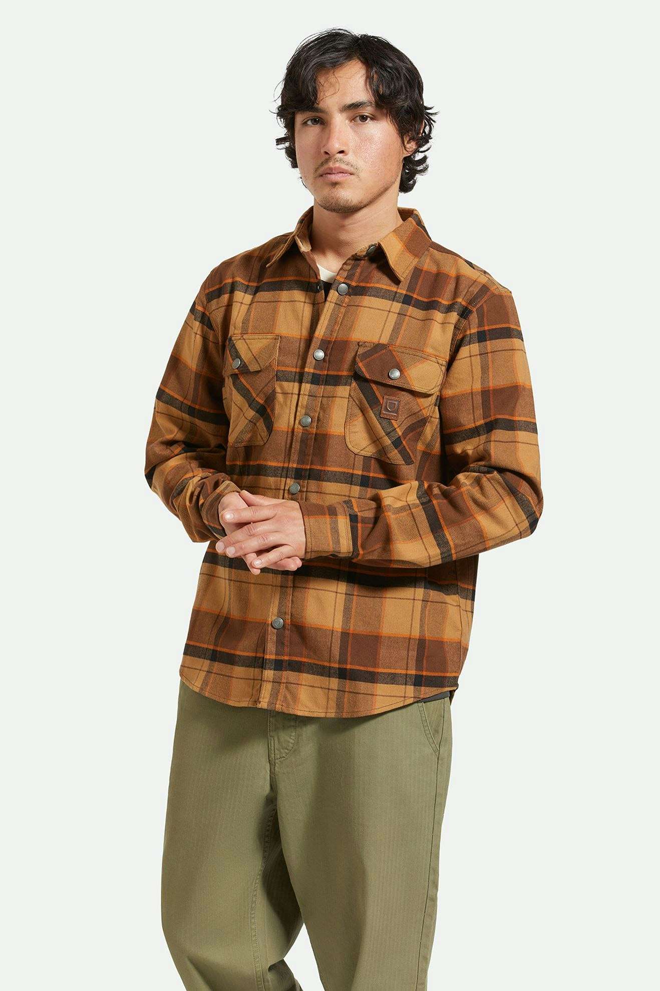 
       Men&#39;s Lifestyle 1 | Builders Bowery Stretch Water Resistant L/S Flannel - Burro Brown/Pinecone Brown/Black
     