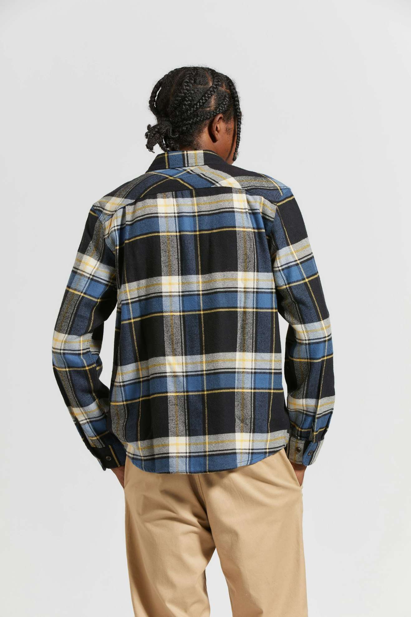 
       Men&#39;s Back Fit Image | Bowery L/S Flannel - Joe Blue Plaid
     