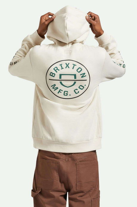 
       Men&#39;s Back Fit Image | Crest Hoodie - Beige/Black/Pine Needle
     