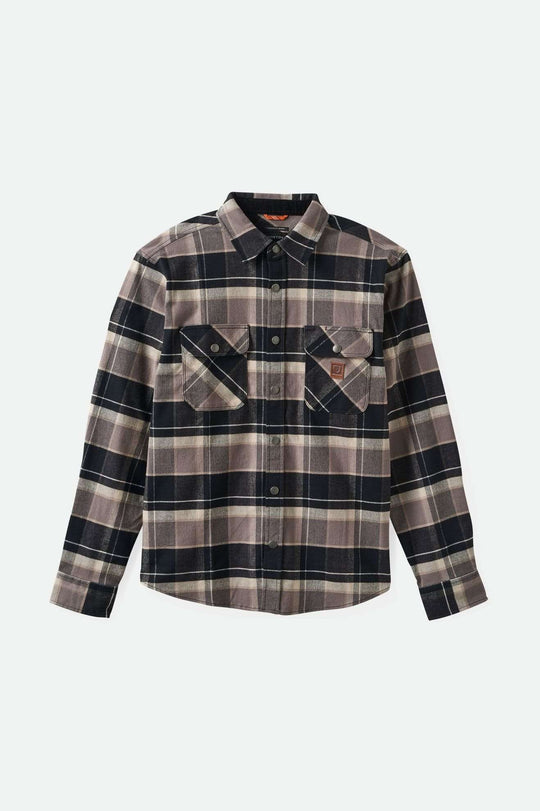 
       Brixton Men&#39;s Builders Bowery Stretch Water Resistant L/S Flannel - Black/Charcoal/Beige | Main
     