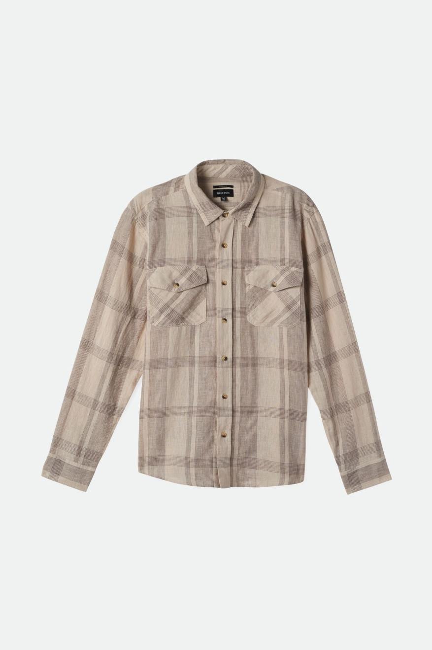 
       Brixton Memphis Linen Blend L/S Shirt - Whitecap/Cinder Grey
     