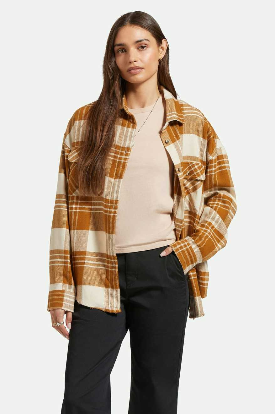 
       Women&#39;s Front Fit | Bowery Women&#39;s Classic L/S Flannel - Washed Copper/Whitecap
     