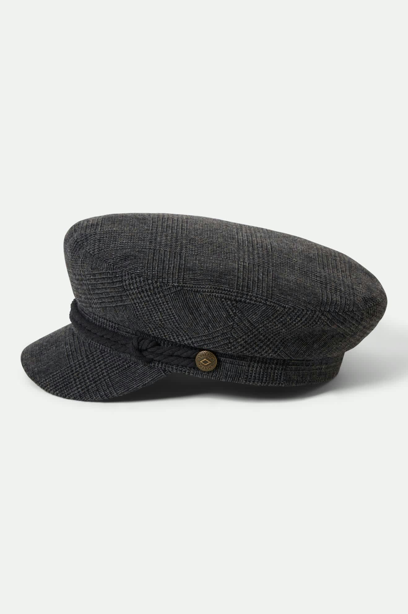 Unisex Fiddler Fisherman Cap in the color Grey Shadow Plaid - Additional Laydown image