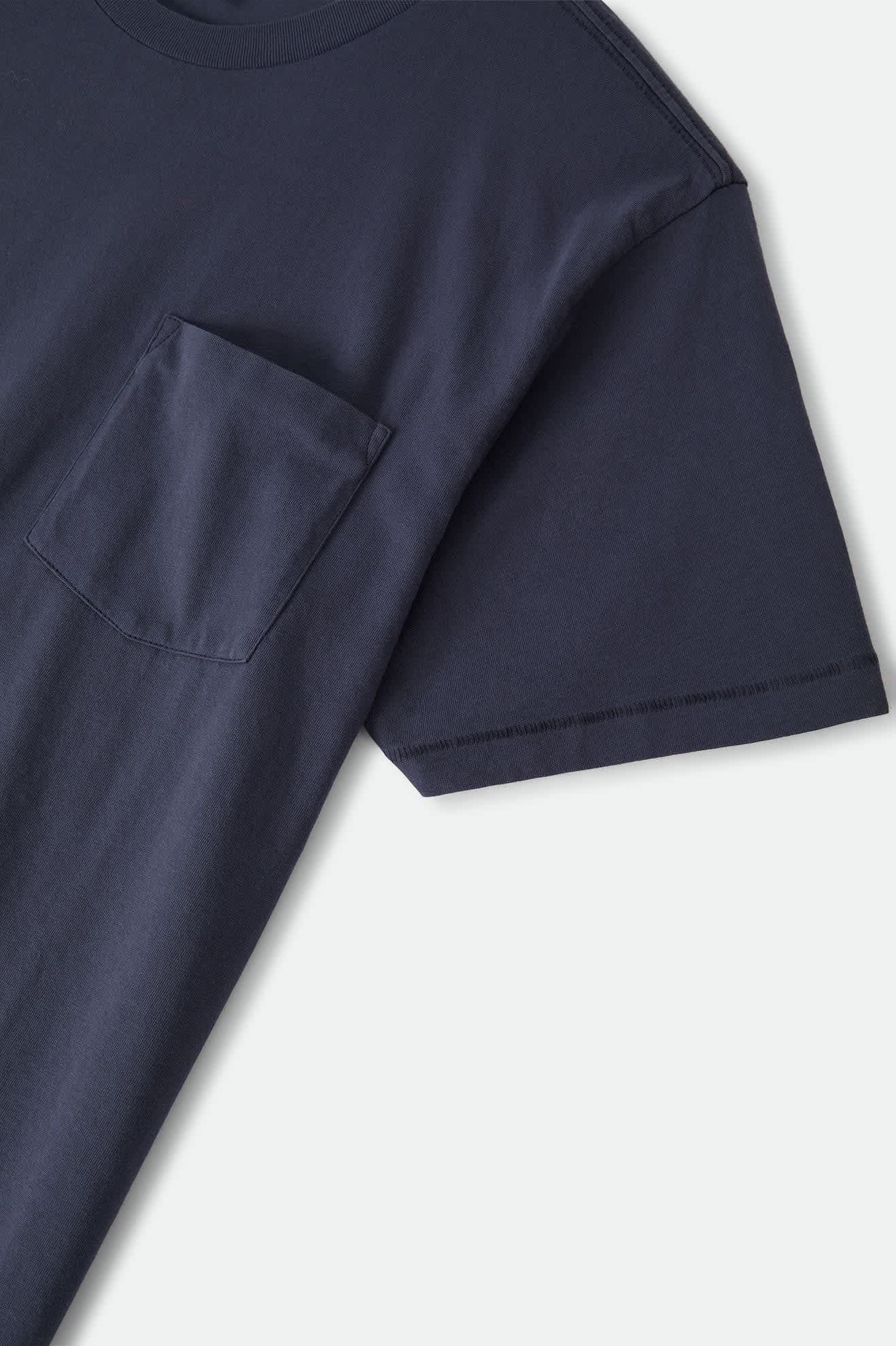 Men's Brixton Baseline Pocket T-Shirt in the color Washed Navy Vintage Wash - Additional Laydown image