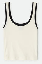 Women's Ringer Organic A-Tank in the color Off White/Black - Front Product View