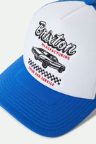 Women's Speed and Service Netplus Trucker Hat in the color Electric Blue - Additional Laydown image