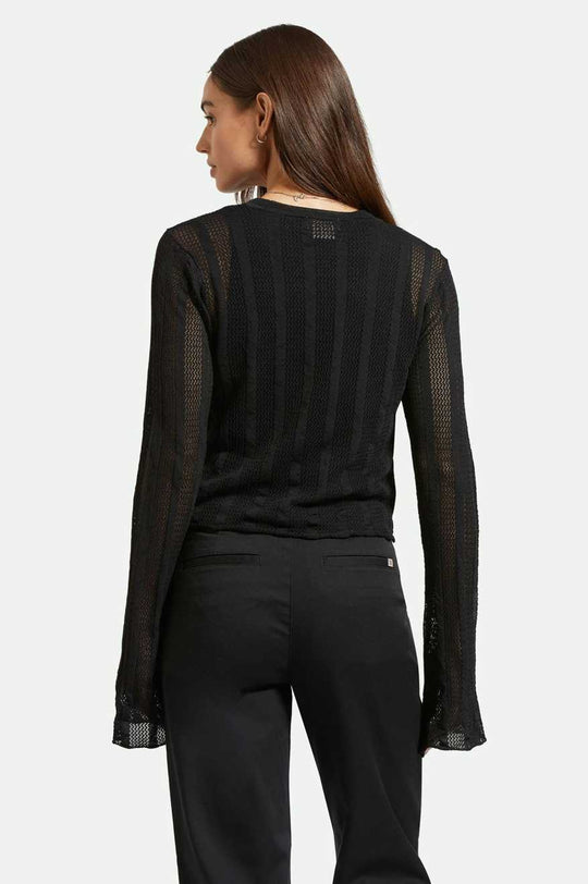 
       Back Fit Image | Sheer L/S Knit Top - Black
     