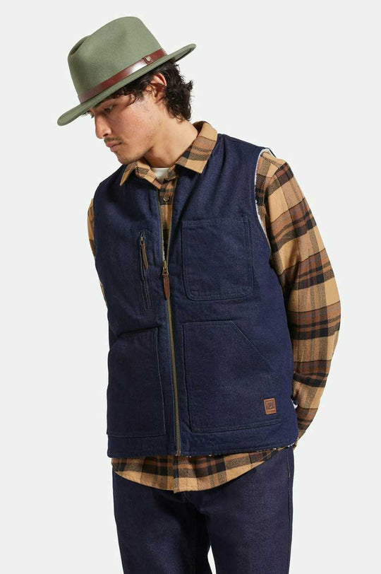 
       Brixton Unisex Messer Fedora - Light Moss | Men&#39;s Side Fit
     