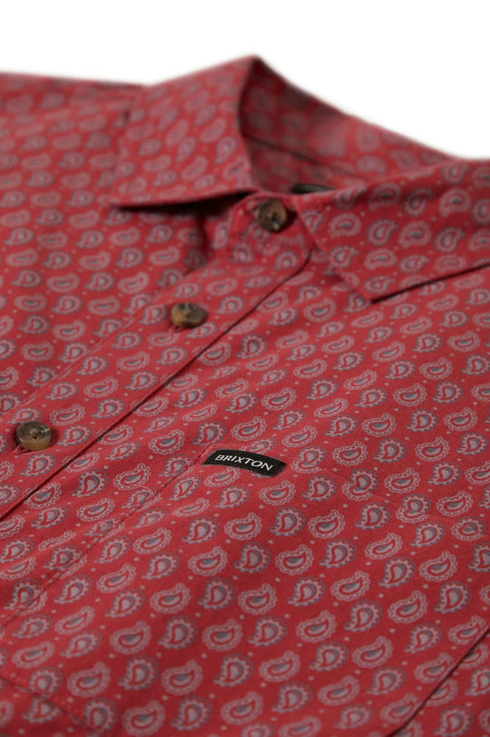 
       Men&#39;s Charter Print S/S Shirt in the color Rust Red/Paisley - Additional Laydown image
     