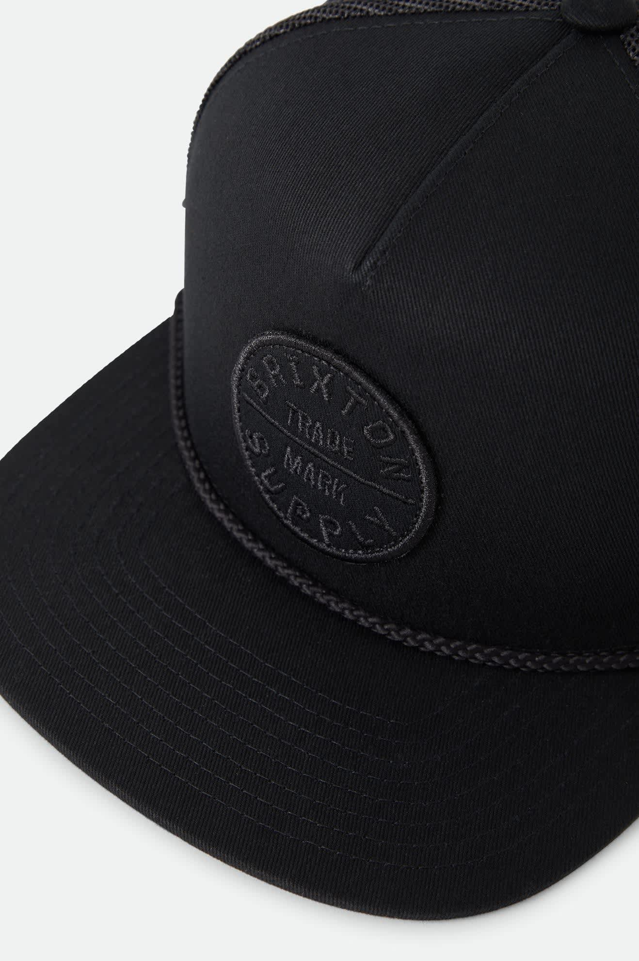 Unisex Oath Trucker Hat in the color Black/Black/Black - Additional Laydown image