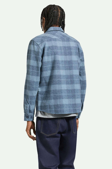 
       Back Fit Image | Bowery Heavyweight L/S Flannel - Mirage Blue/Washed Navy
     