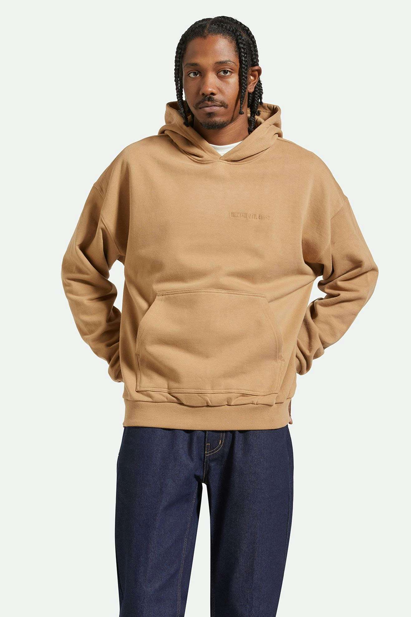 
       Men&#39;s Fit, front | Embroidered Heavyweight Oversized Hoodie - Tiger&#39;s Eye
     