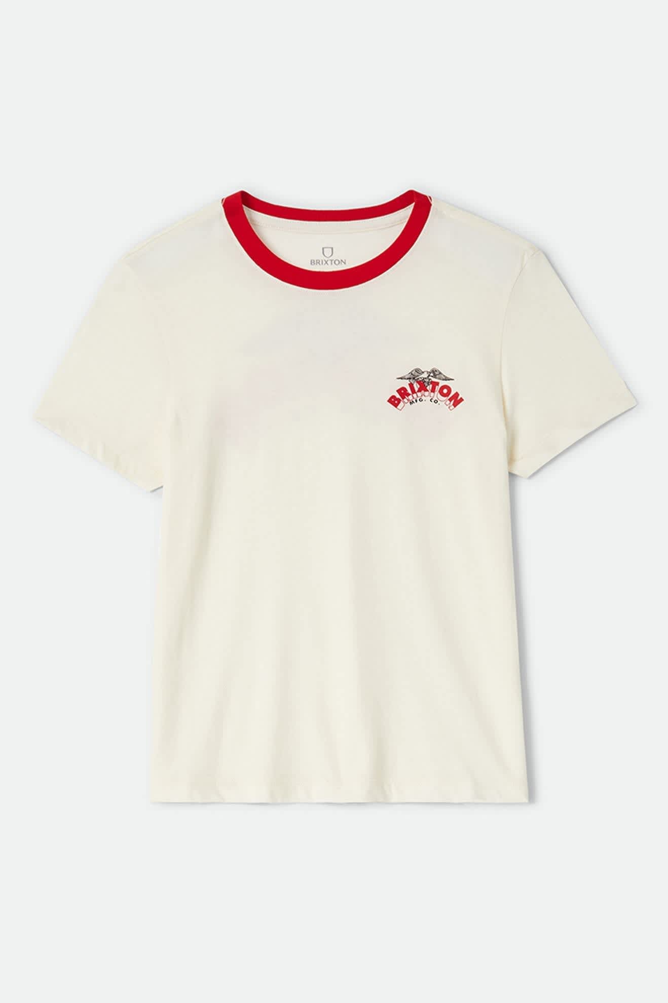 Women's Brixton Banner Slim Crew T-Shirt in the color Off White - Front Product View