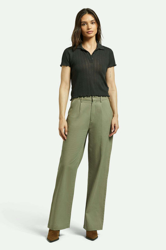 
       Brixton Women&#39;s Ludlow Trouser Pant - Olive Surplus | Front fit
     