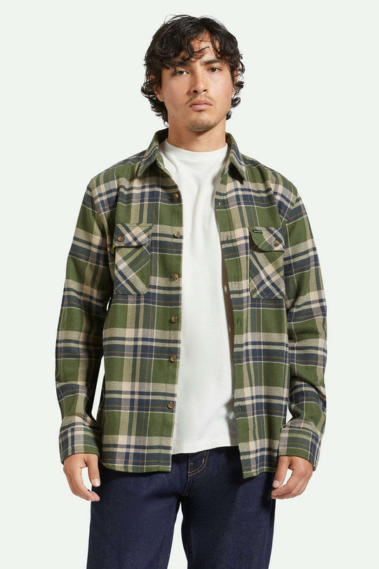 
       Men&#39;s Front Fit | Bowery L/S Flannel - Cypress Green/Washed Navy/Whitecap
     