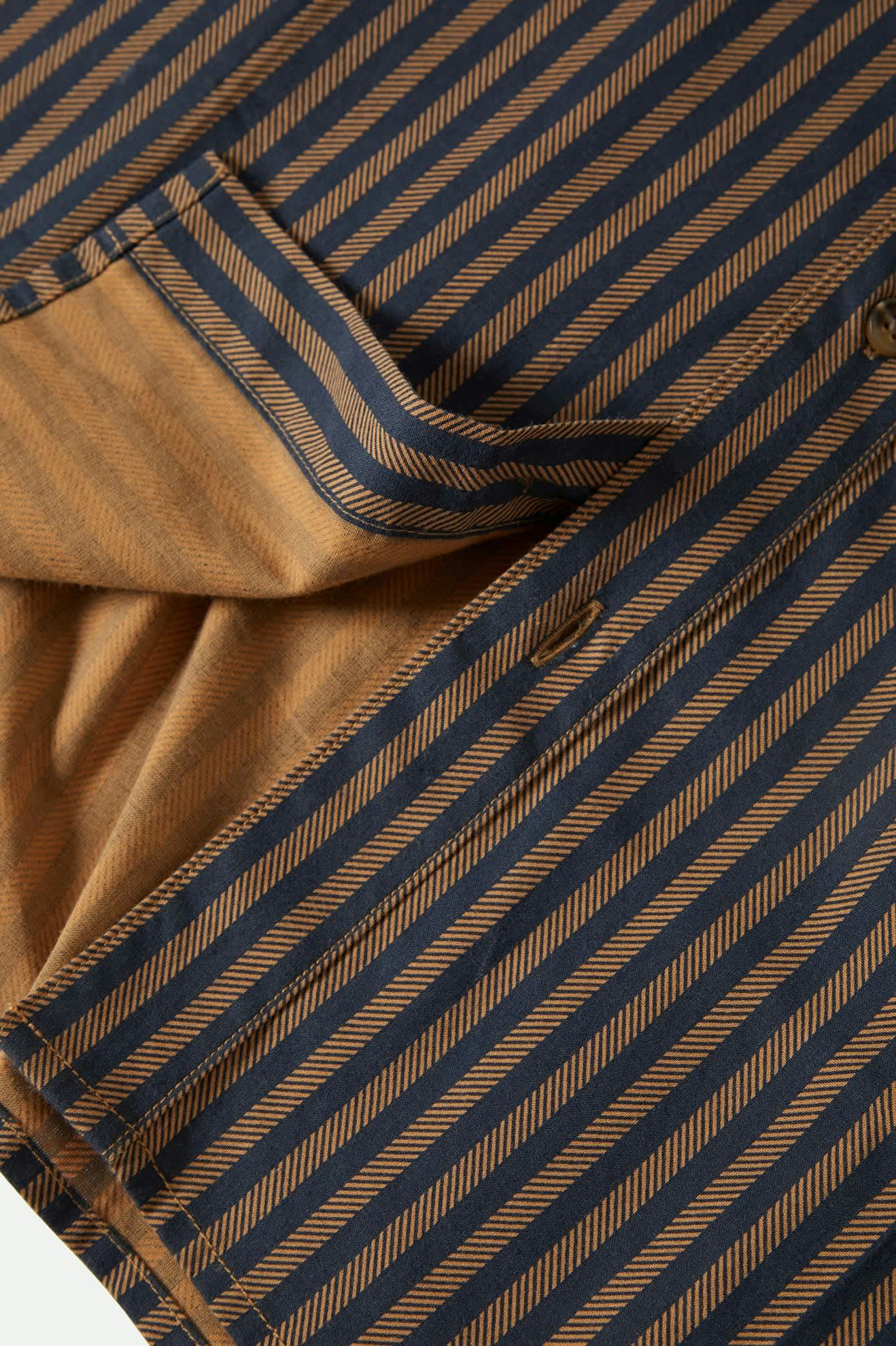 Men's Charter Print S/S Shirt in the color Washed Blue/Sunnaked  Stripe - Additional Laydown image