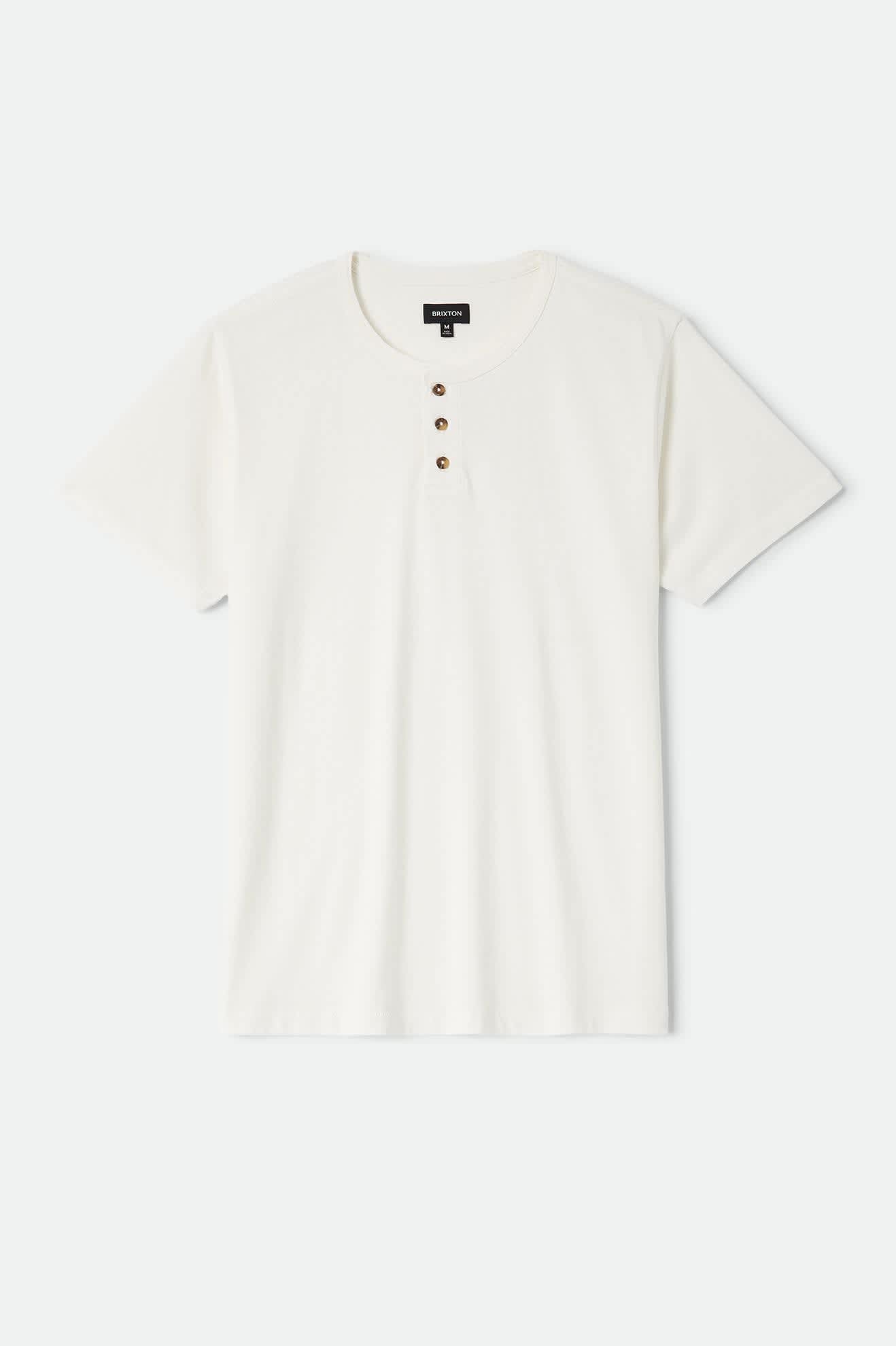 Men's Brixton Baseline Henley T-Shirt in the color Off White Vintage Wash - Front Product View