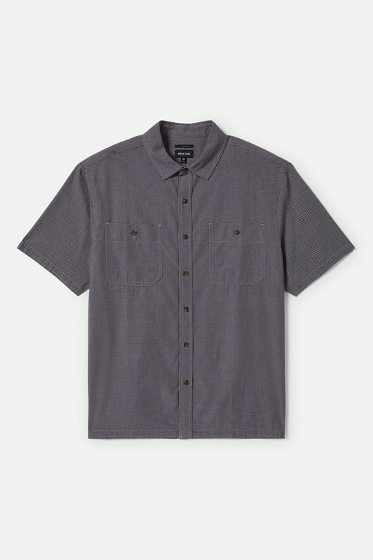 
       Men&#39;s CRU Micro Plaid Relaxed S/S Shirt in the color Washed Navy Micro Plaid - Front Product View
     