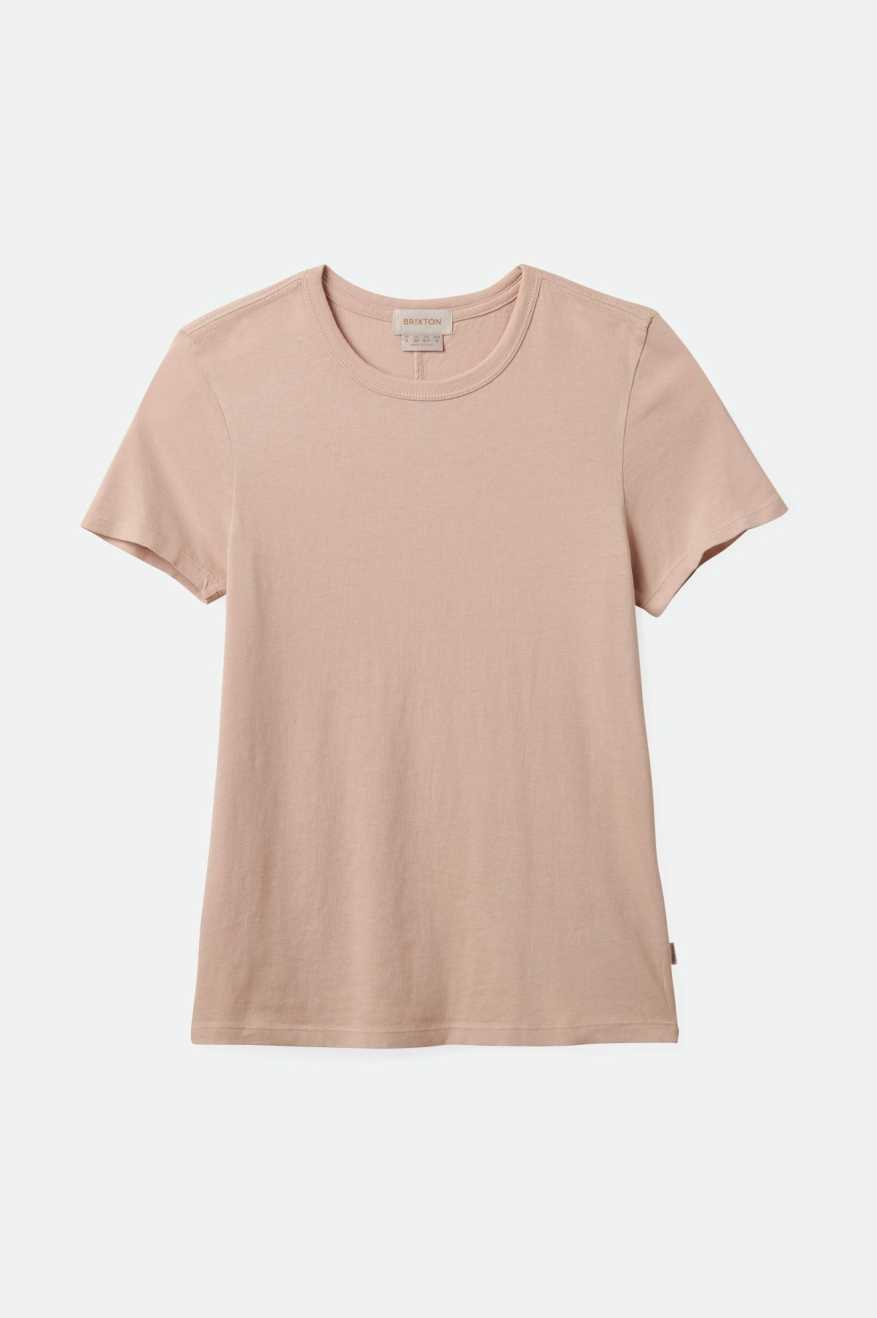 
       Brixton Women&#39;s Carefree Organic Garment Dye Slim Crew T-Shirt - Dusty Pink | Main
     